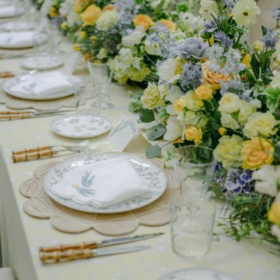 Spring Wedding Table Inspiration With Custom Embroidered Napkins