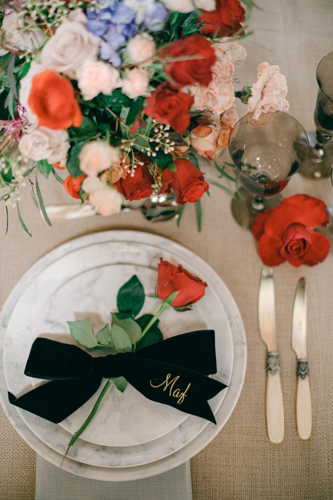 uxury Wedding Table Ideas With Velvet Bows At Blenheim Palace 