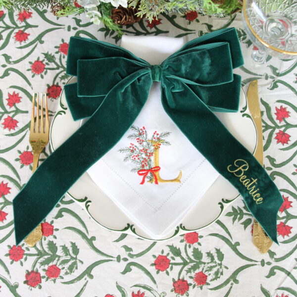 Christmas Napkin with Holly Monogram