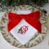 LINEN HEMSTITCH NAPKIN - Christmas Pine Monogram Napkin