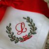 Monogrammed Christmas Wreath Napkin