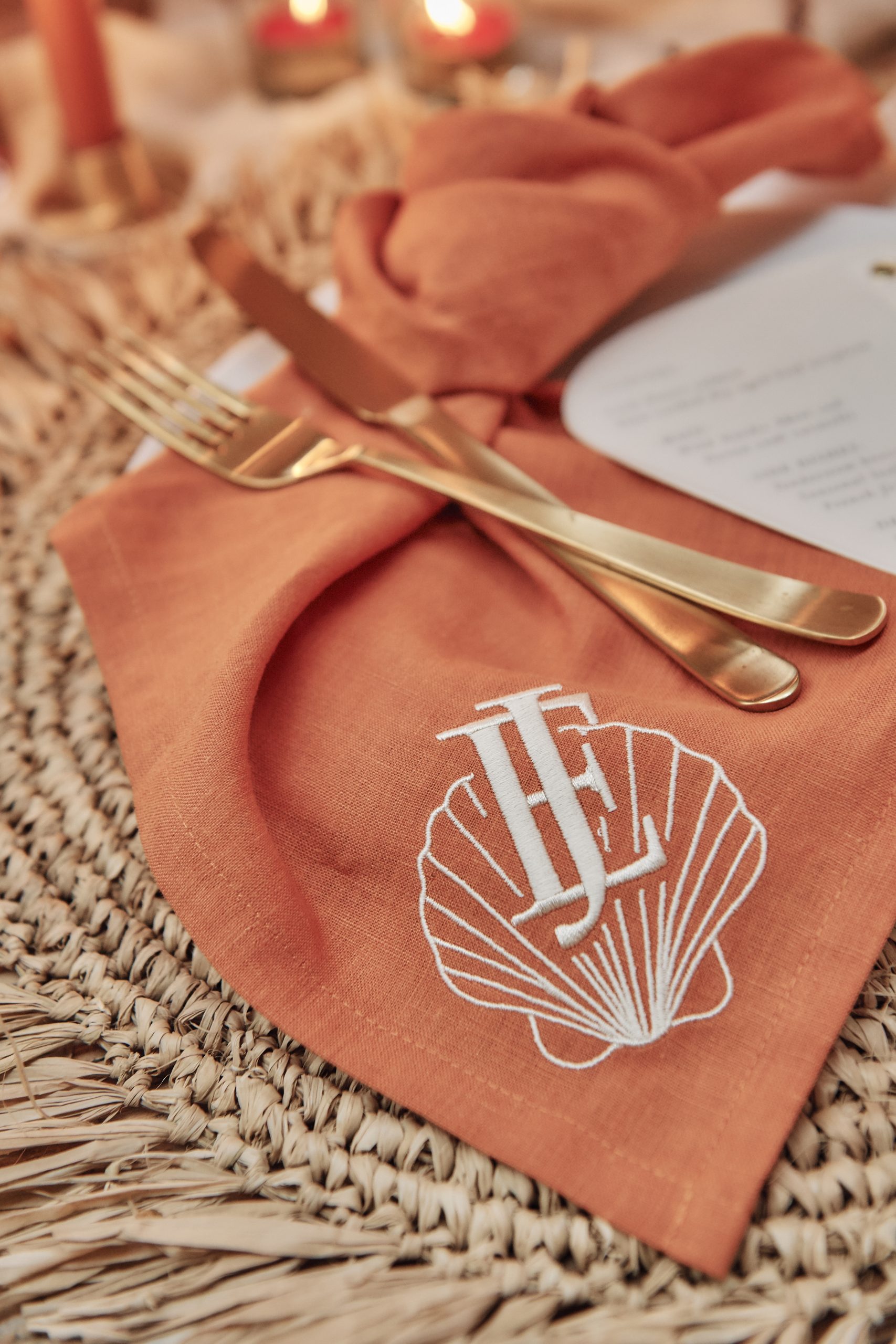 Autumn Wedding Table Ideas With Personalised Wedding Napkins
