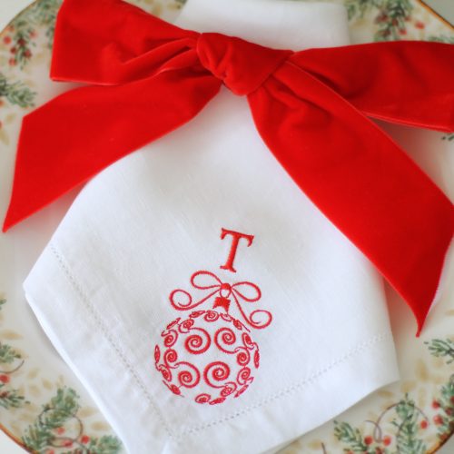 Personalised Christmas bauble napkin