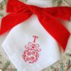 LINEN HEMSTITCH NAPKIN - Personalised Christmas Bauble Napkins