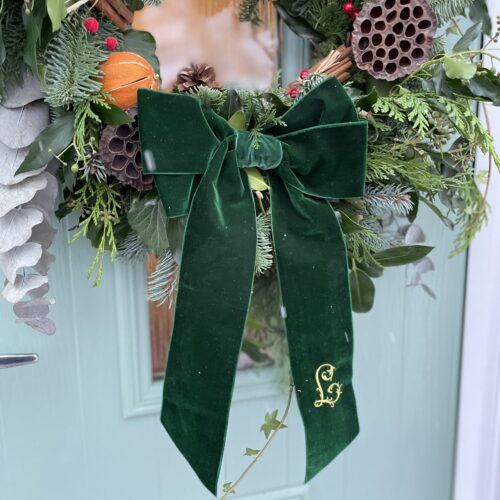 Monogrammed Christmas Wreath Bow