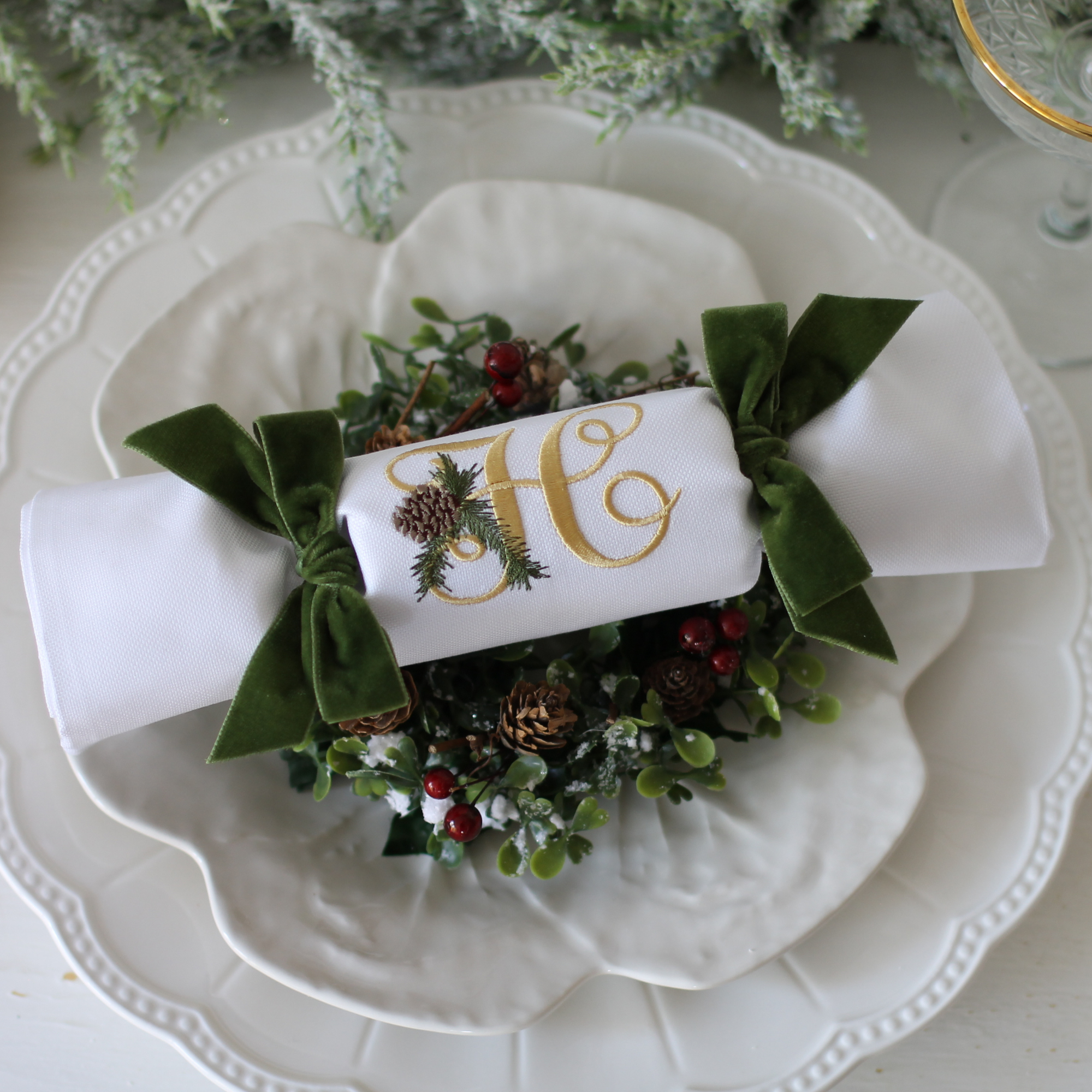 REUSABLE CHRISTMAS CRACKERS - Reusable Crackers Monogrammed Once Pulled Become Full Size Napkins