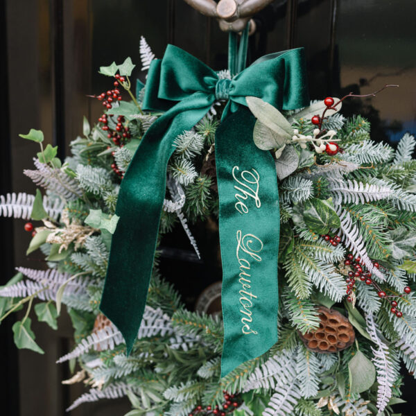 Personalised velvet Wreath Bow