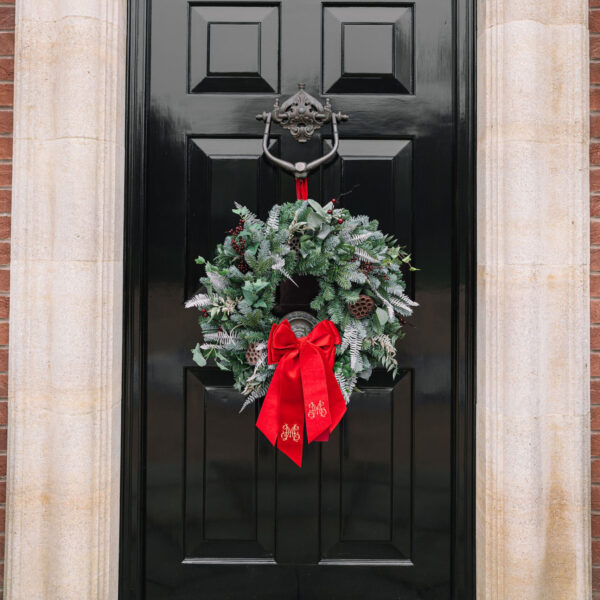 Monogrammed Christmas Wreath Bow