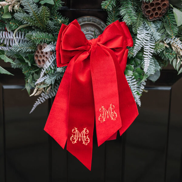 Monogrammed Christmas Wreath Bow