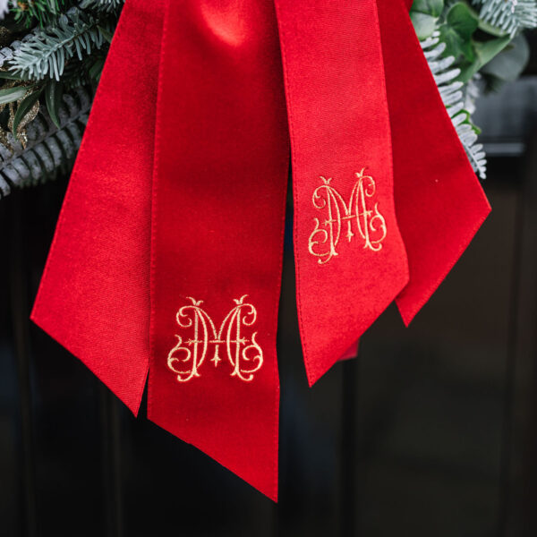 Monogrammed Christmas Wreath Bow