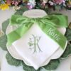Personalised Velvet Ribbon Bow Embroidered With Guest Name Shamrock Monogrammed Napkin