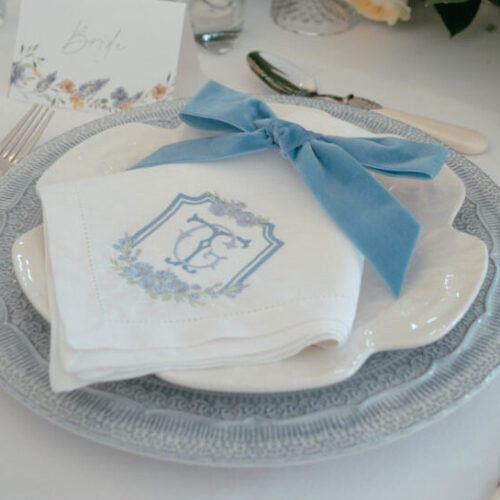 wedding monogrammed crest napkins