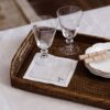 Monogrammed Hemstitch Linen Coaster