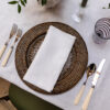 monogrammed white linen napkin