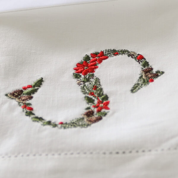 LINEN HEMSTITCH NAPKIN - Winter Monogram Napkins