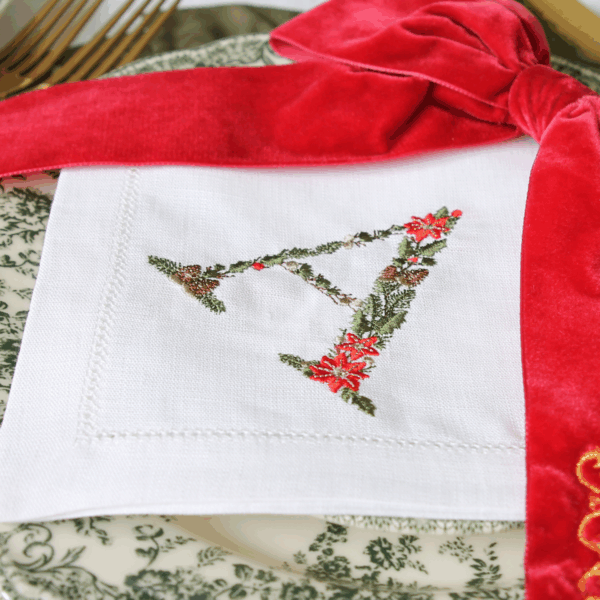 LINEN HEMSTITCH NAPKIN – Winter Monogram Napkins