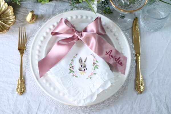 embroidered satin ribbon bow