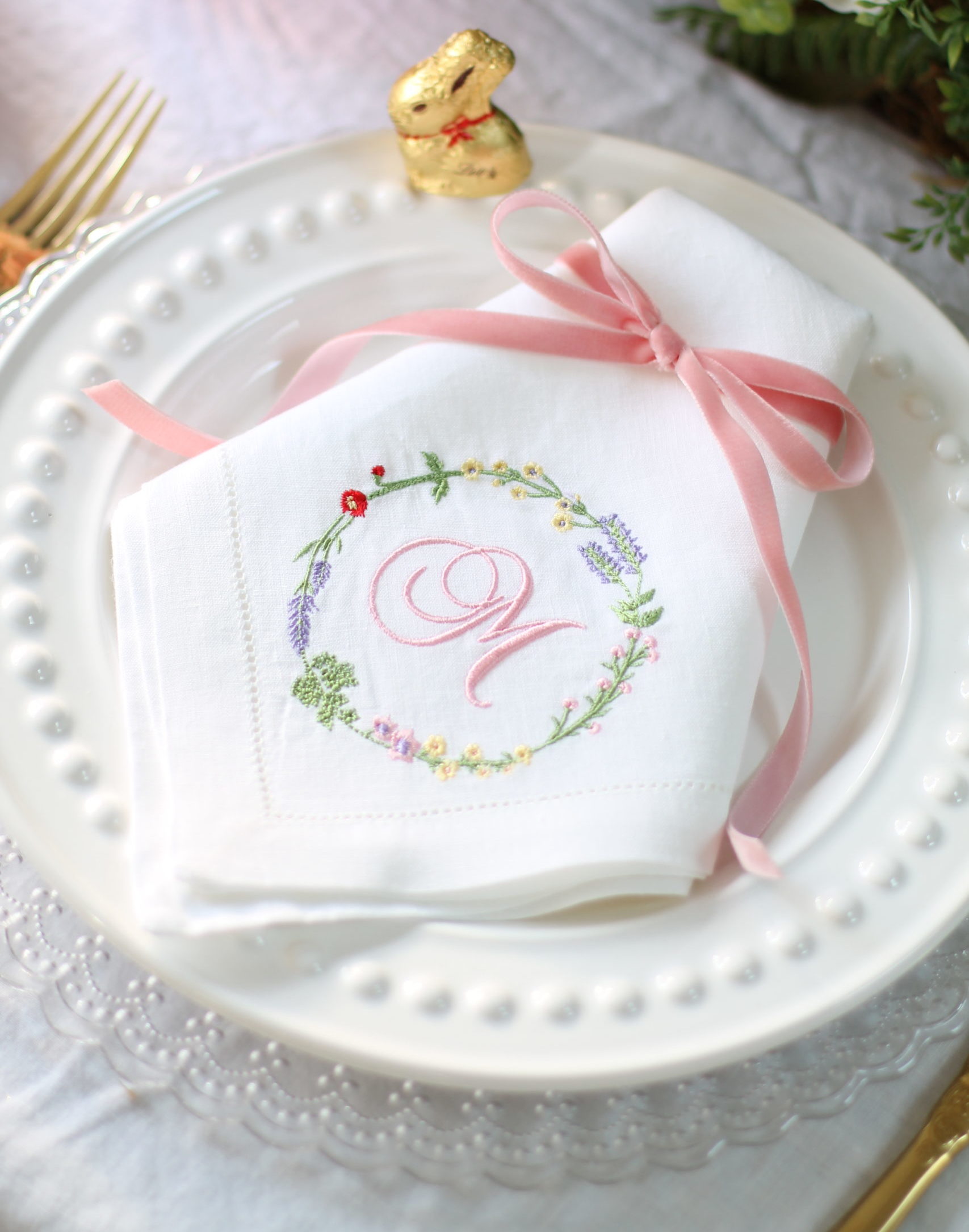 Linen Hemstitch Napkins The Embroidered Napkin Company