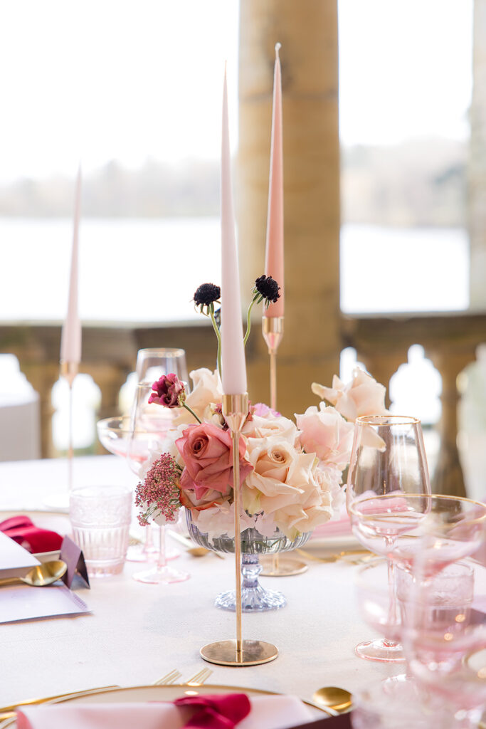 Red and Pink Table Styling With Personalised Place Settings