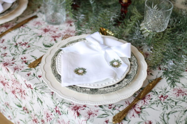 Christmas wreath napkin