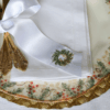 Napkin Ribbon Ties Embroidered with Christmas Wreath