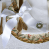 Napkin Ribbon Ties Embroidered with Christmas Wreath