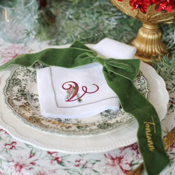 Chic Velvet Bow - Personalised Bow Place Setting, with Ties & Available in 3 Lengths