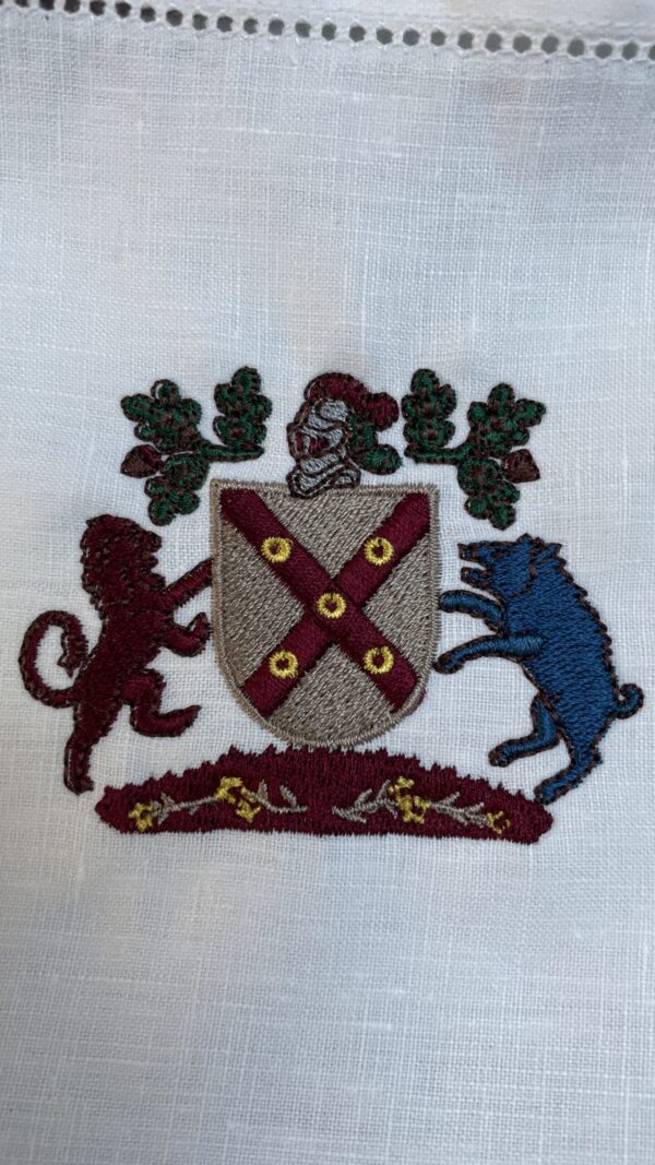 Traditional family crest on napkins