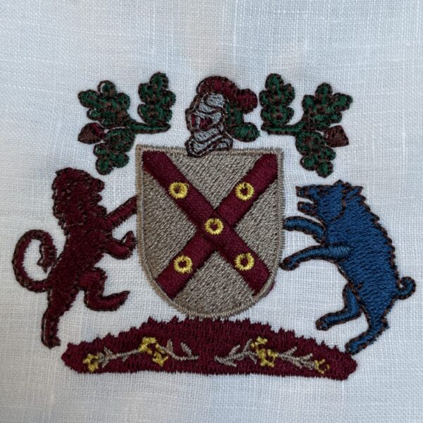 Traditional family crest on napkins