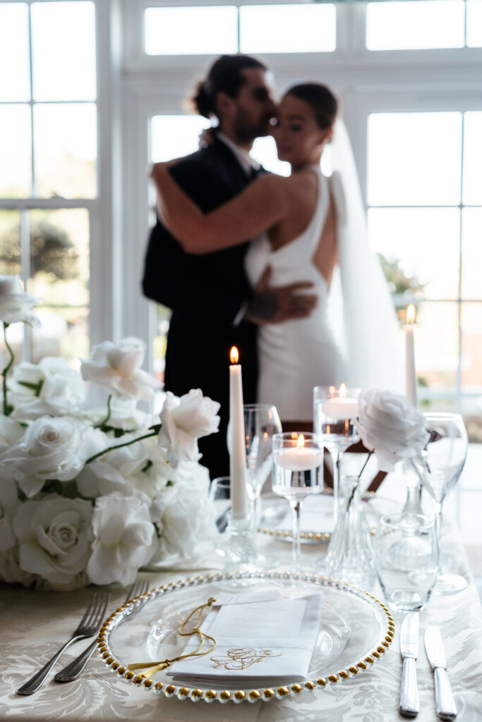 Monochrome Wedding With Custom Wedding Napkins At Worlington Hall