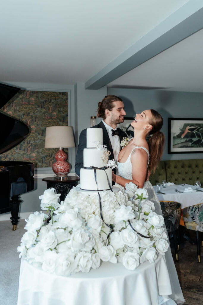 Monochrome Wedding With Custom Wedding Napkins At Worlington Hall