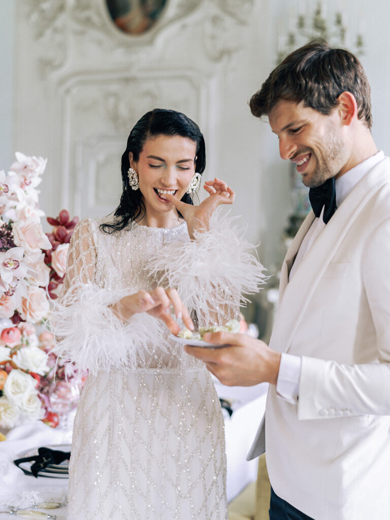 Swan Lake Italian Wedding With Custom Velvet Bows