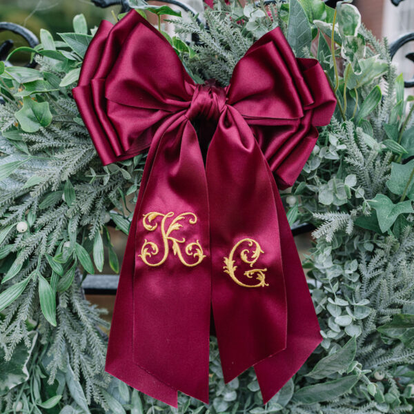 Monogram Christmas Wreath Bow