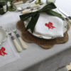 LINEN HEMSTITCH NAPKIN Set of 4 embroidered Christmas Napkins Bow