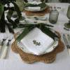 LINEN HEMSTITCH NAPKIN Set of 4 embroidered Christmas Napkins Holly