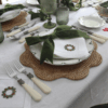 LINEN HEMSTITCH NAPKIN Set of 4 embroidered Christmas Napkins Wreath