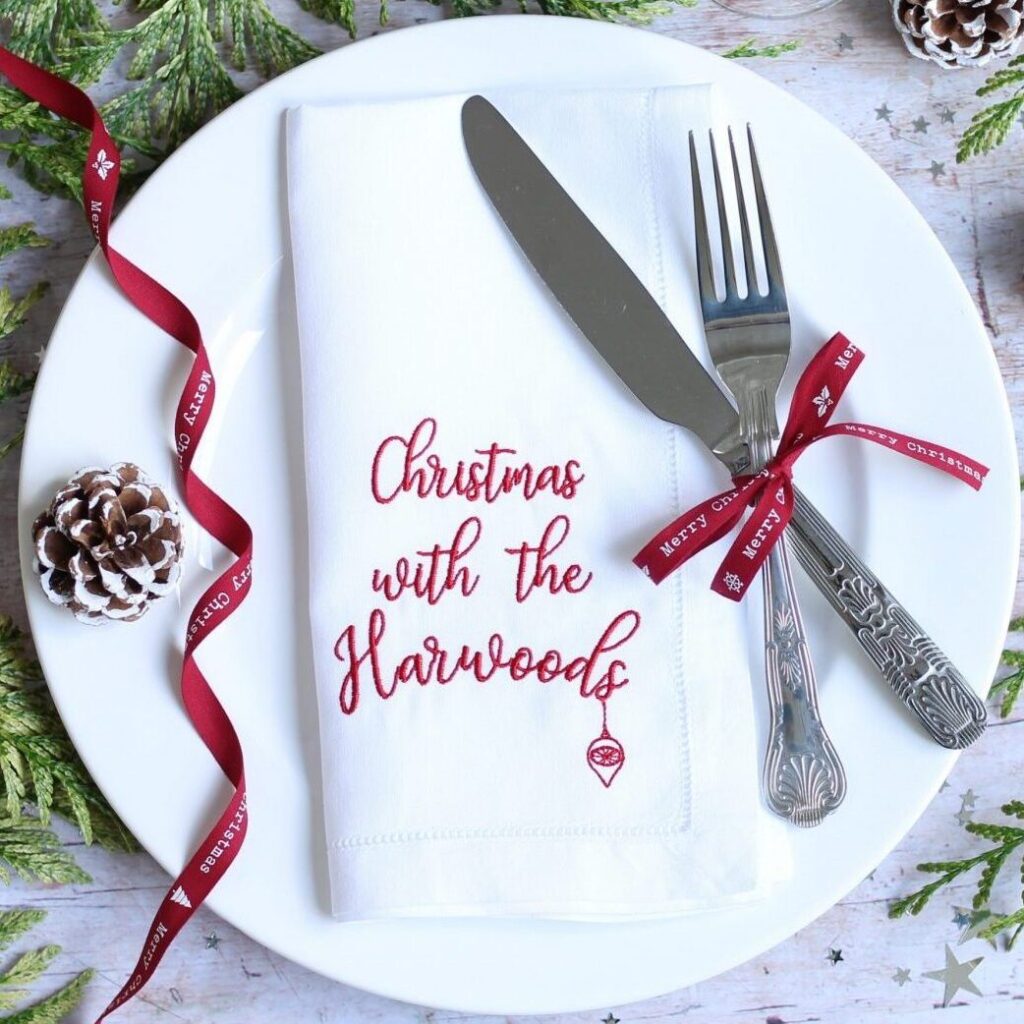 Elevate Your Festive Decor With Our Personalised Christmas Napkins and Bows