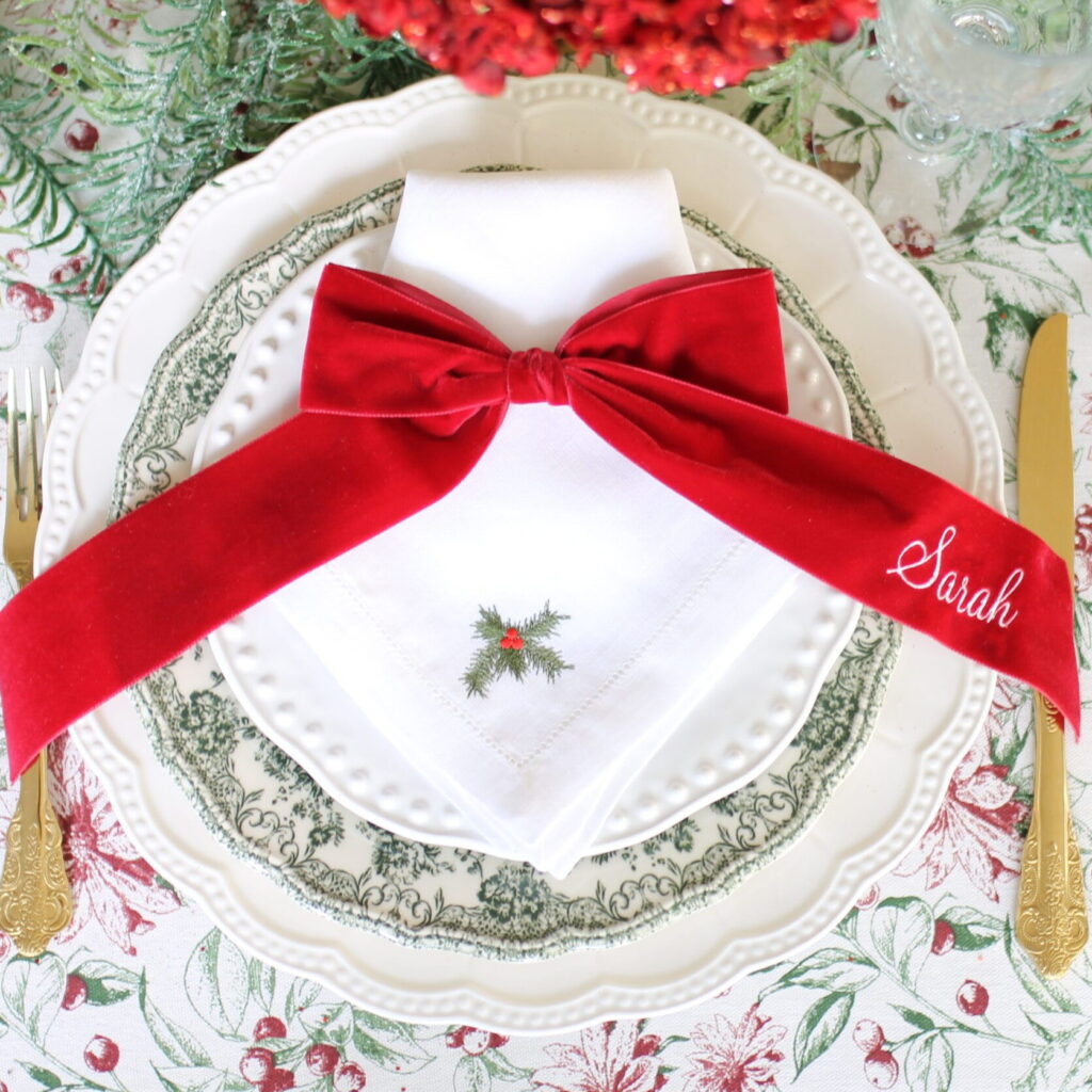 Elevate Your Festive Decor With Our Personalised Christmas Napkins and Bows