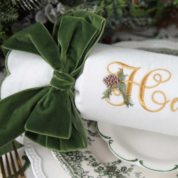 MAXI CHRISTMAS CRACKER - Reusable Crackers Once "Pulled" Become Scallop Napkin - Personalised with Pine Monogram Name