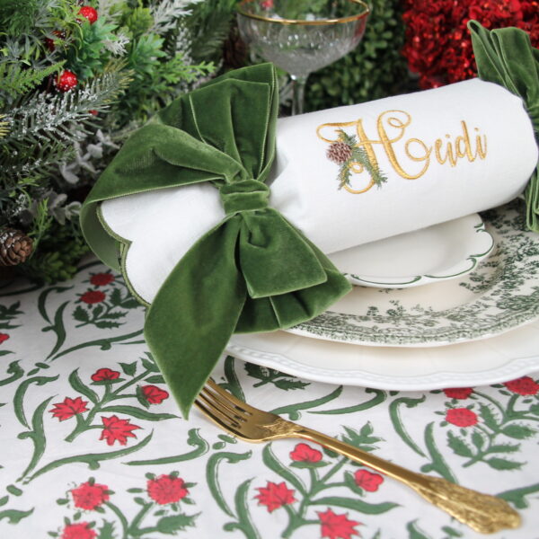 MAXI CHRISTMAS CRACKER - Reusable Crackers Once "Pulled" Become Scallop Napkin - Personalised with Pine Monogram Name