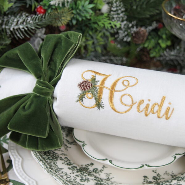 MAXI CHRISTMAS CRACKER - Reusable Crackers Once "Pulled" Become Scallop Napkin - Personalised with Pine Monogram Name