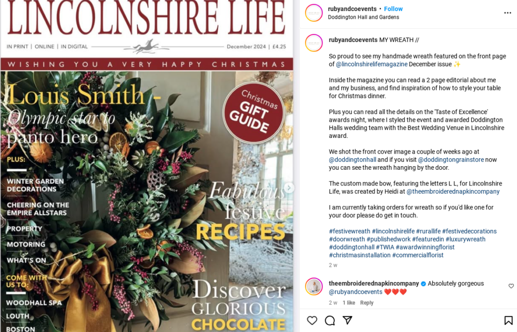 Christmas Styling Ideas and Bespoke Wreath For Lincolnshire Life