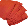 Coral napkin with contrast mustard hemstitch