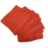 Coral napkin with contrast mustard hemstitch