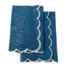Blue linen napkin with white scallop edge