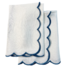 White Napkin with Blue Scallop edge