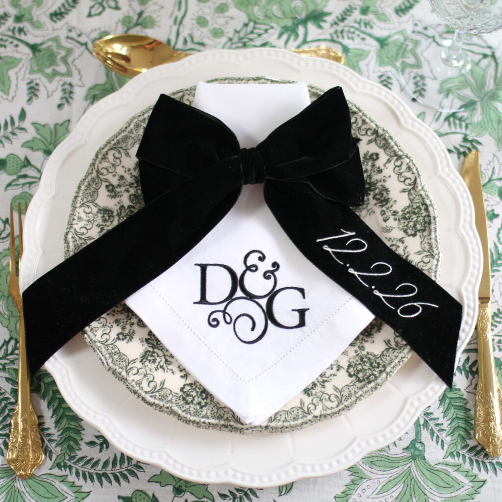 Embroidered Napkins & Bows: A Guide to Starting Your Custom Wedding Design