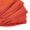 Coral napkin with contrast mustard hemstitch