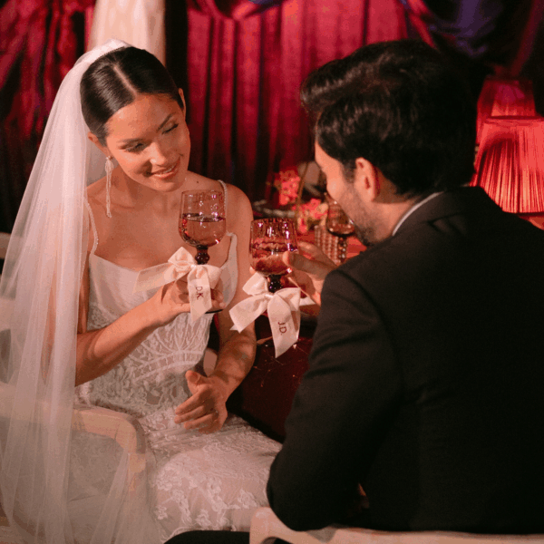 Mini Personalised Bow Embroidered With Guest Name Initials – with Ties