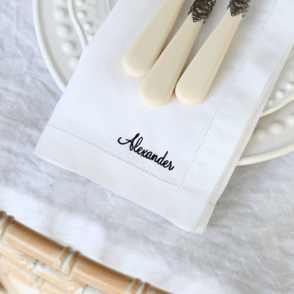 IRISH LINEN HEMSTITCH NAPKIN - Personalised with Name